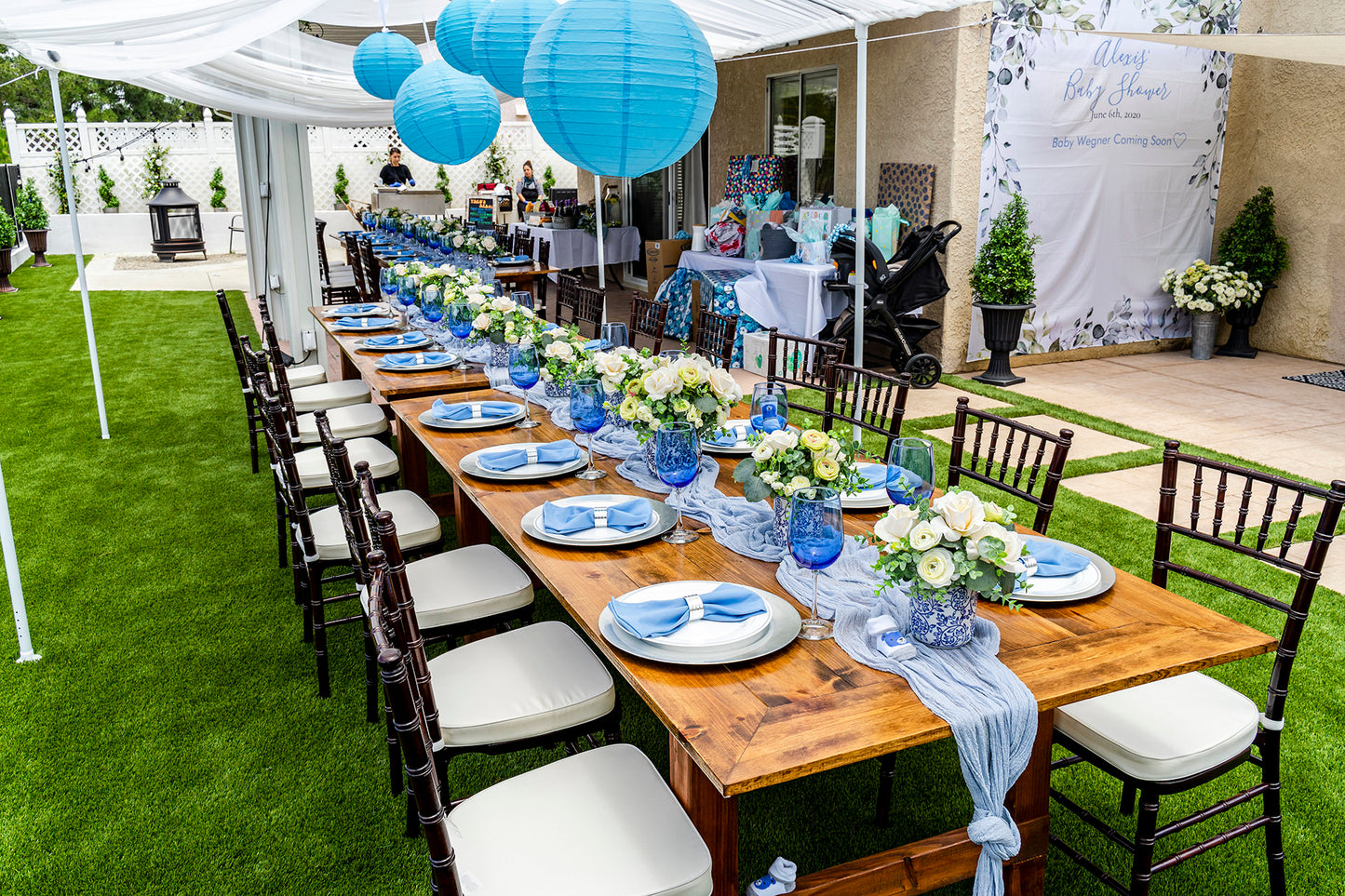 Something Blue Wedding Floral Pillars