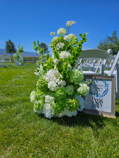 Green Hydrangea Wedding Florals for Rent with 4 Pedestals
