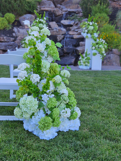 Green Hydrangea Wedding Florals for Rent with 4 Pedestals