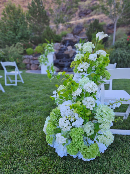 Green Hydrangea Wedding Florals for Rent with 4 Pedestals