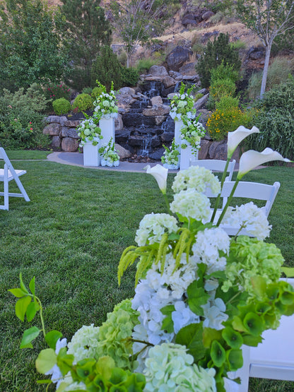 Green Hydrangea Wedding Florals for Rent with 4 Pedestals