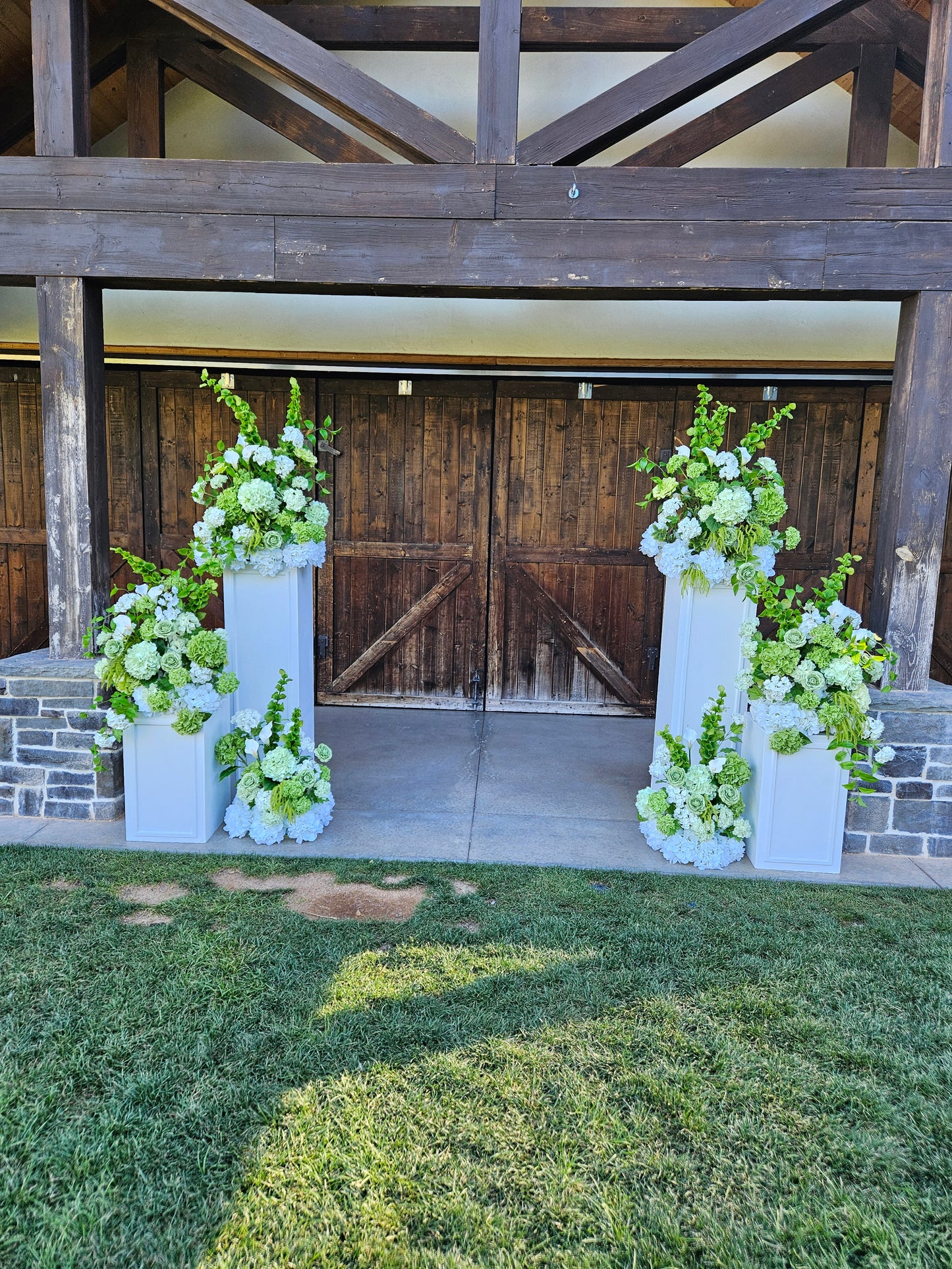 Green Hydrangea Wedding Florals for Rent with 4 Pedestals